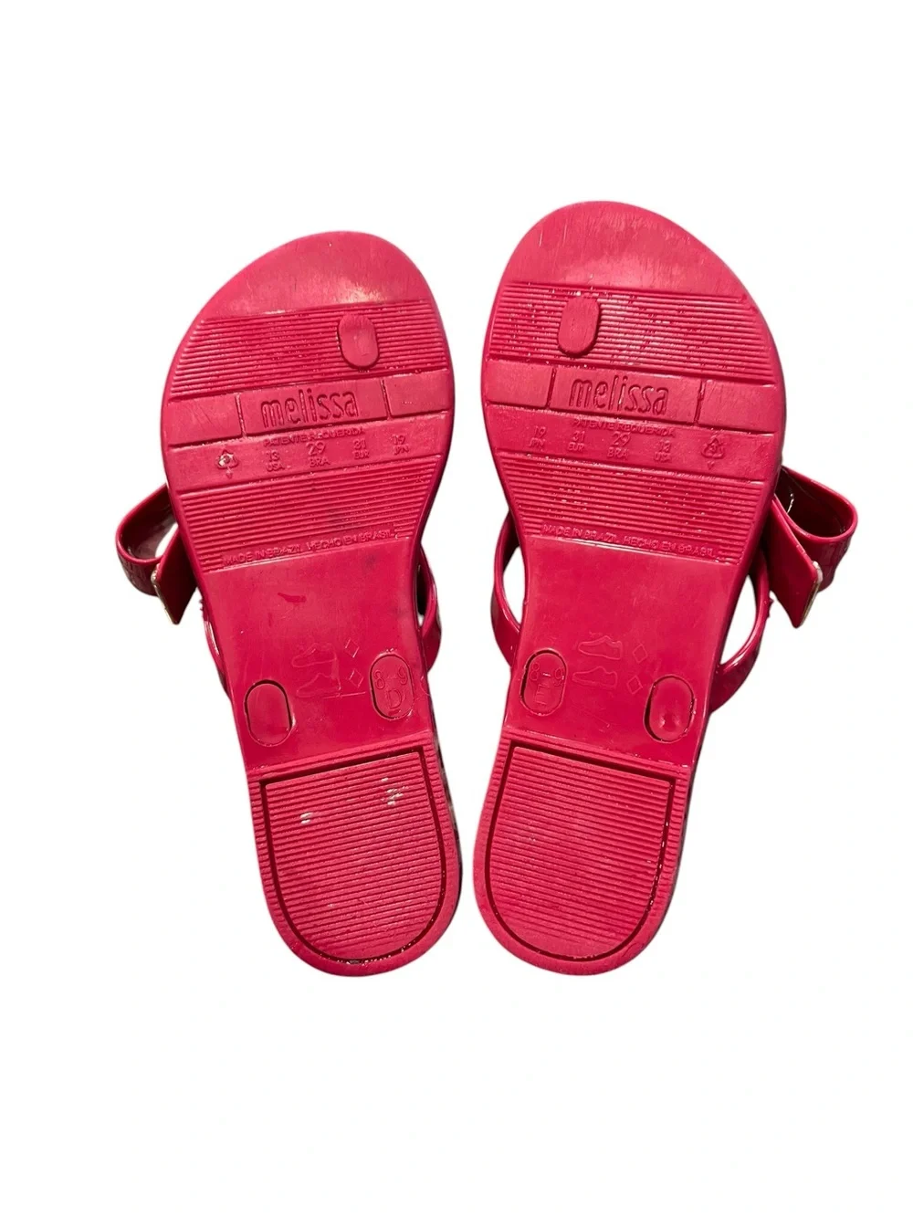 Melissa Hot Pink Bow Jelly Flip Flops Girls Size 13 US / EU 31